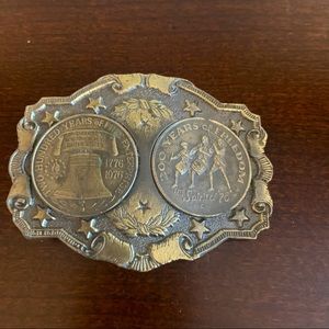 Vintage Lewis Brass Centennial Belt Buckle